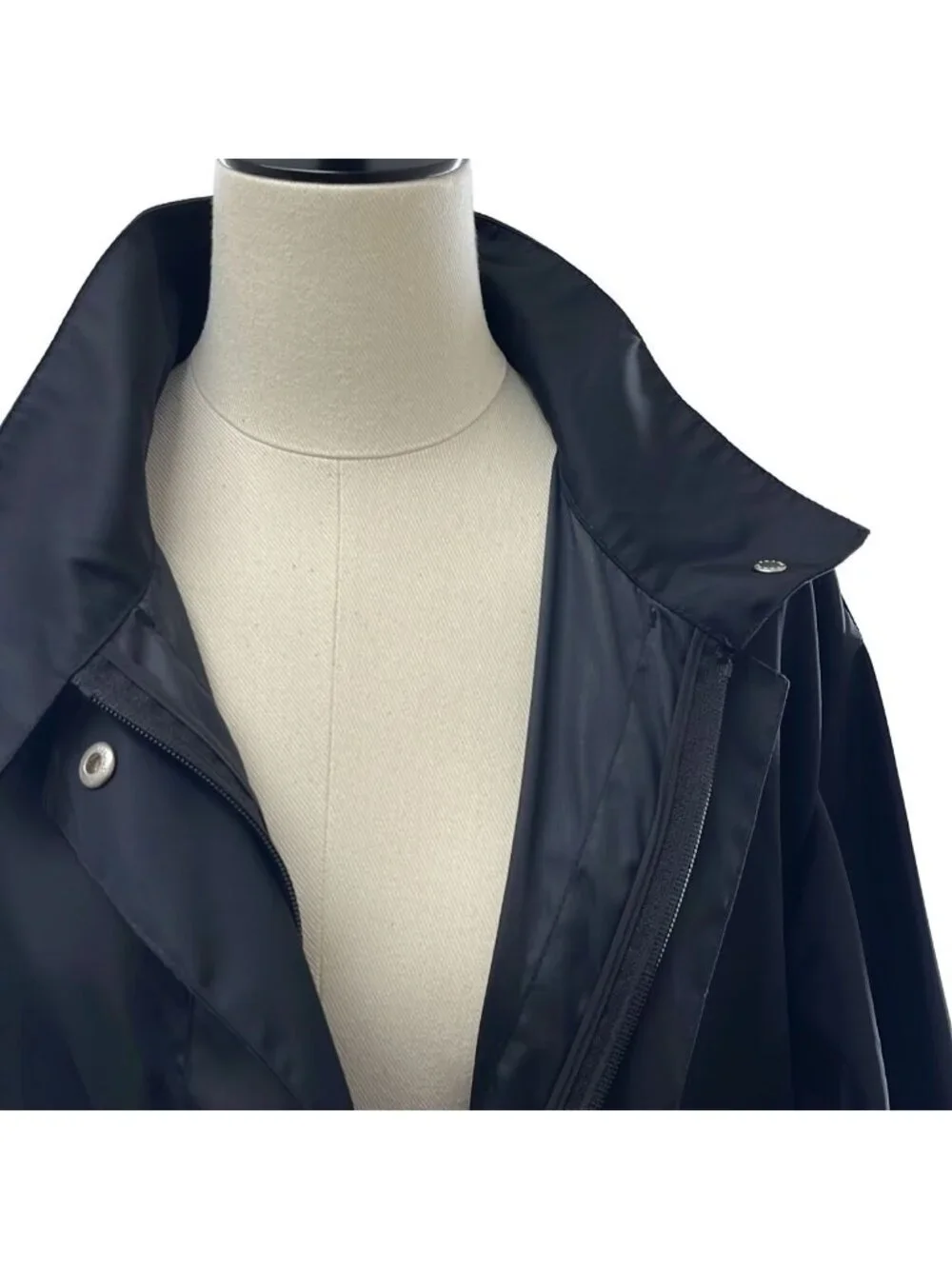 Prada Re-Nylon Triangle Logo Long Coat 36 Black - Picture 4 of 8